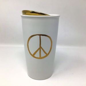 Starbucks 2015 Gold Peace Sign Travel Coffee Tea 12oz Tumbler